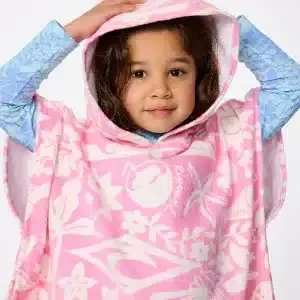 Mixed Snap Hooded Towel Poncho - Girl