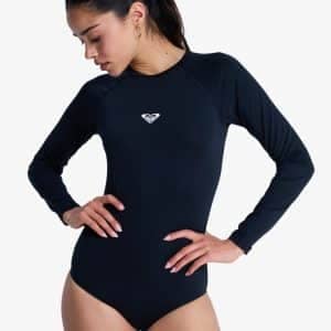 Essentials Women Black Long Sleeve One-Piece Swimsuit